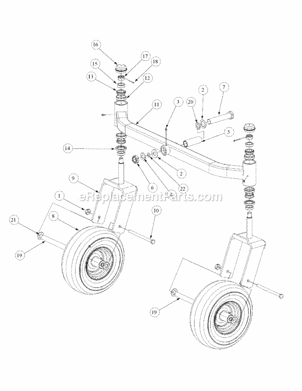 Front Caster Assembly Diagram and Parts List for M54-KH 53BB5B8W750 Cub Cadet Sprayer